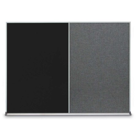 United Visual Products Triple Door Radius Corkboard, 72"X36", B UV8005-BLACK-BUFF